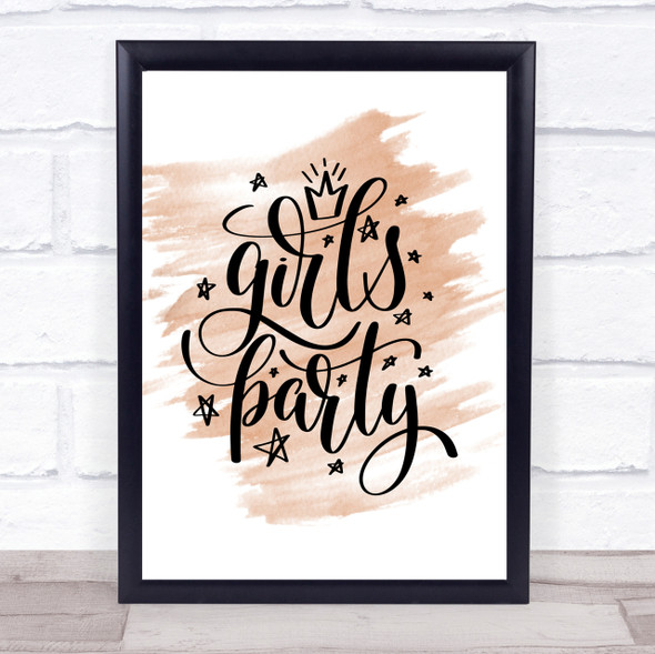 Girls Party Quote Print Watercolour Wall Art