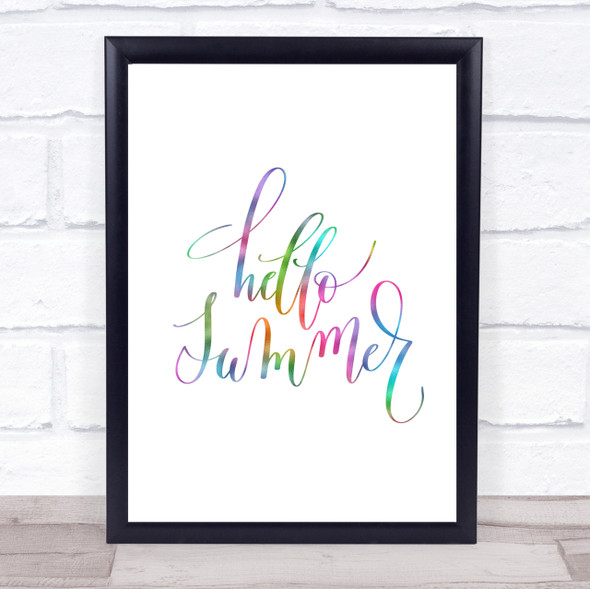 Hello Summer Rainbow Quote Print