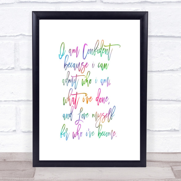 I Am Confident Rainbow Quote Print