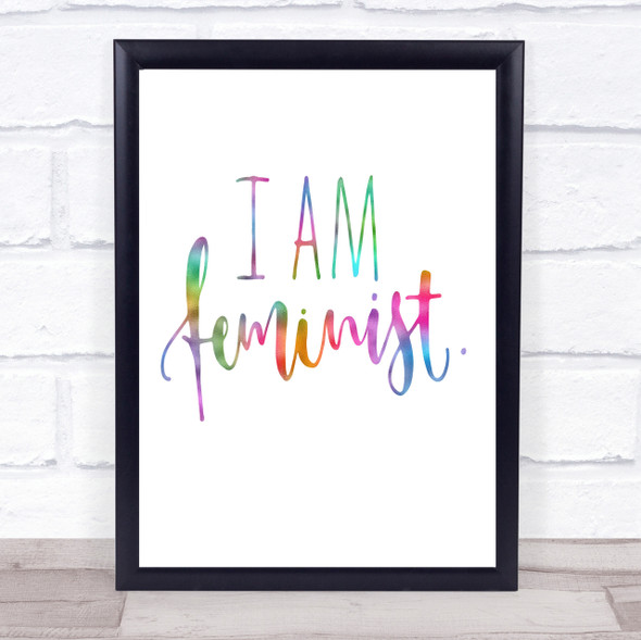 I Am Feminist Rainbow Quote Print