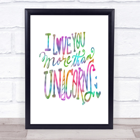 I Love You Unicorn Rainbow Quote Print