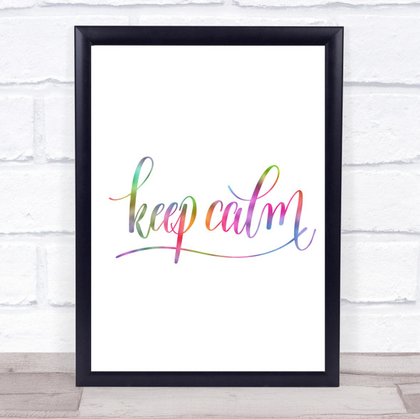 Keep Calm Swirl Rainbow Quote Print