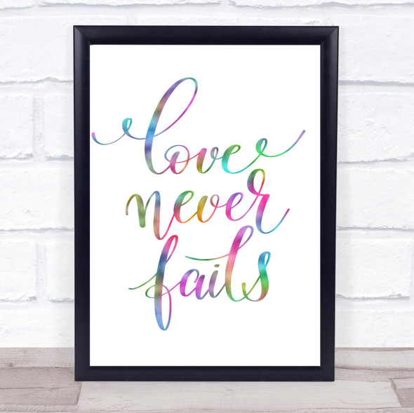Love Never Fails Rainbow Quote Print