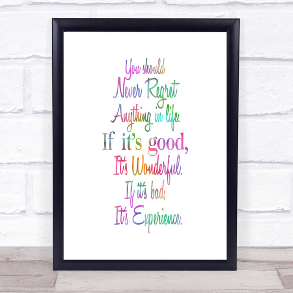 Never Regret Rainbow Quote Print