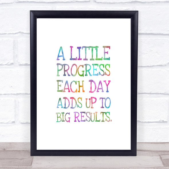 Progress Each Day Rainbow Quote Print