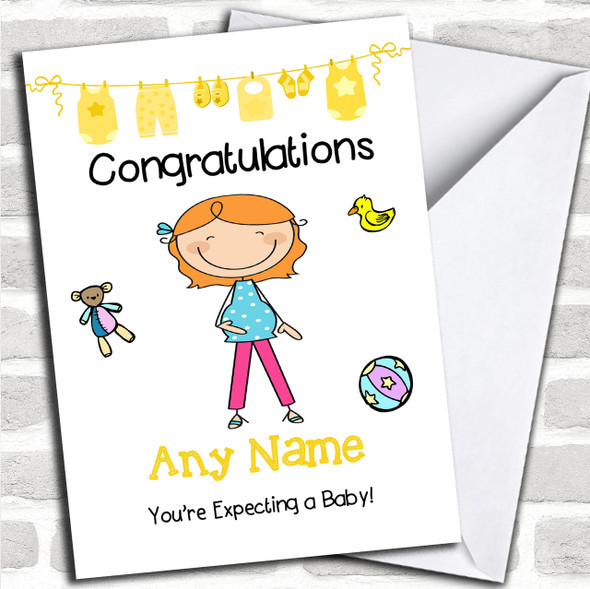 Red Haired Mum To Be Expecting A Baby Personalized Pregnancy Card