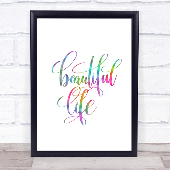 Beautiful Life Rainbow Quote Print