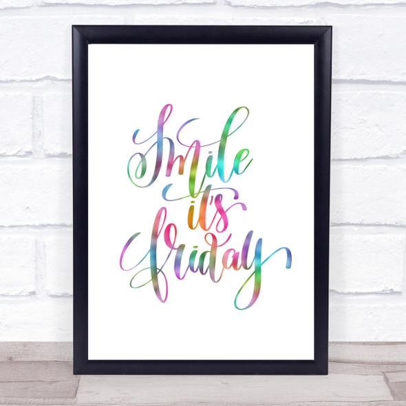 Smile Its Friday Rainbow Quote Print