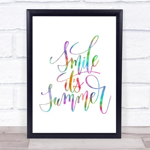 Smile Its Summer Rainbow Quote Print