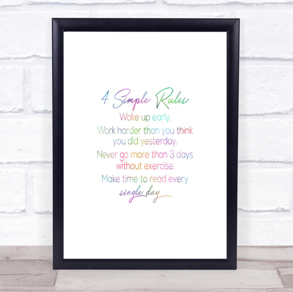 4 Simple Rules Rainbow Quote Print