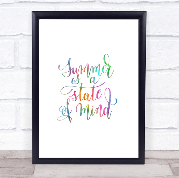 Summer State Of Mind Rainbow Quote Print