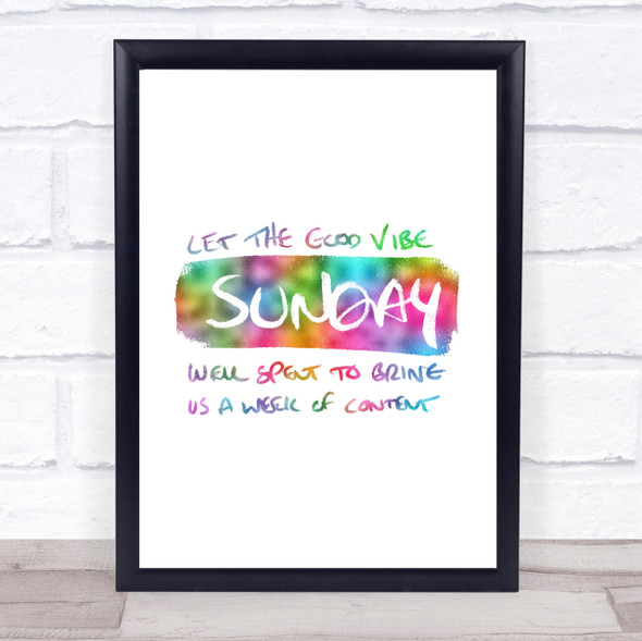 Sunday Well Spent Rainbow Quote Print