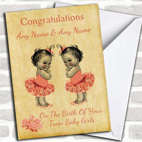 You Have New Twin Daughters Girls Personalized New Baby Card
