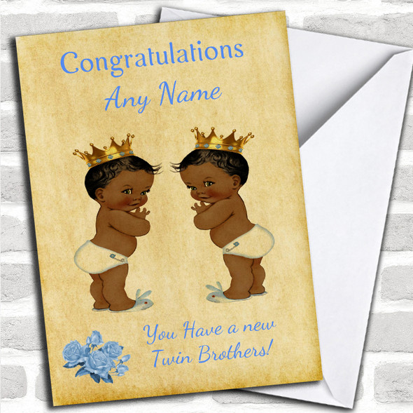 You Have New Twin Brothers Black Baby Personalized New Baby Card