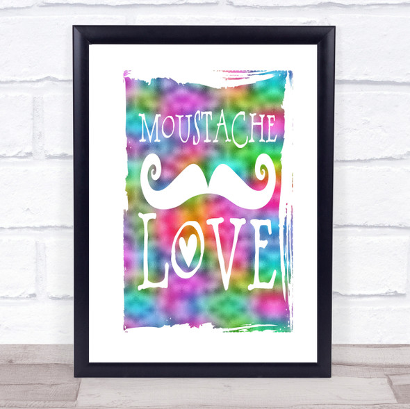 Word Art Mustache Rainbow Quote Print