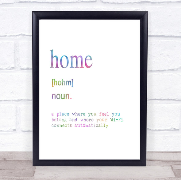 Word Definition Home Rainbow Quote Print