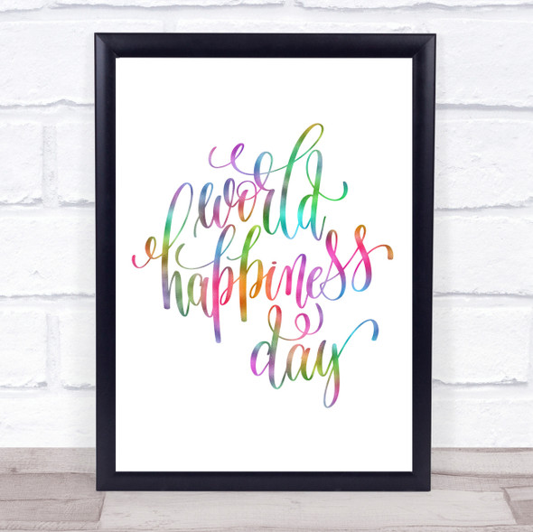 World Happiness Day Rainbow Quote Print