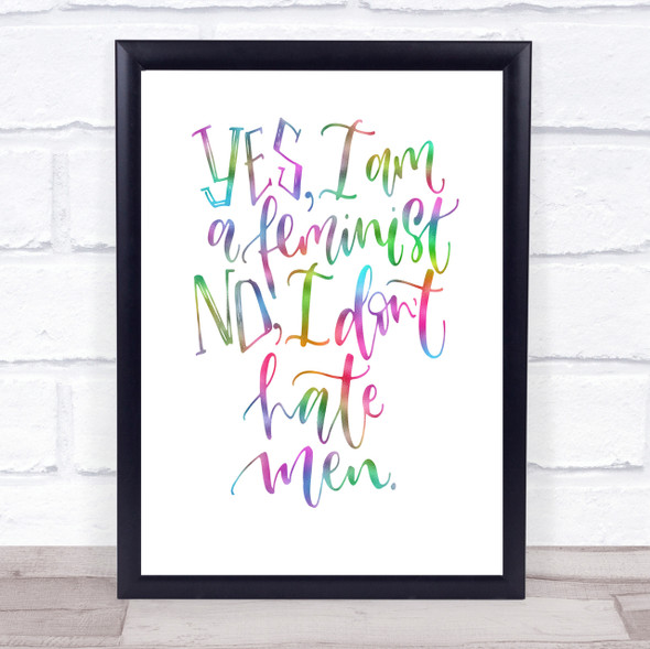 Yes Feminist Rainbow Quote Print