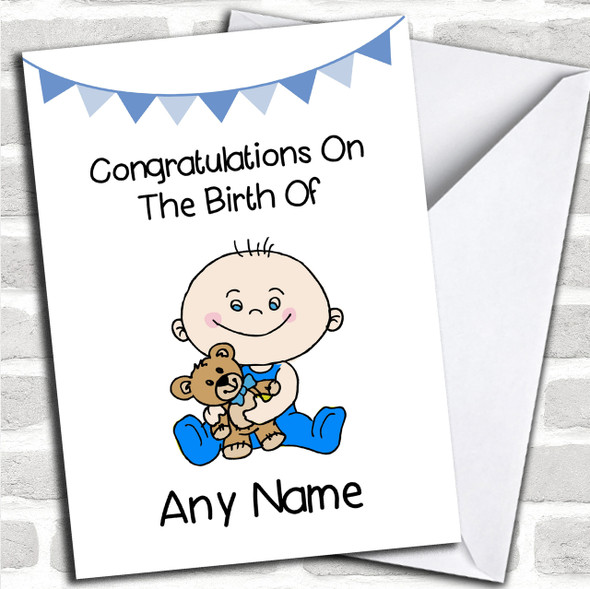 New Baby Arrival Baby Boy Personalized New Baby Card