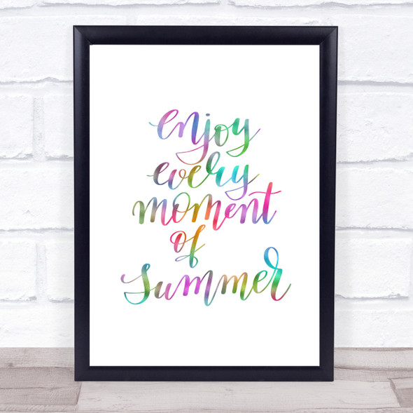 Enjoy Moment Summer Rainbow Quote Print