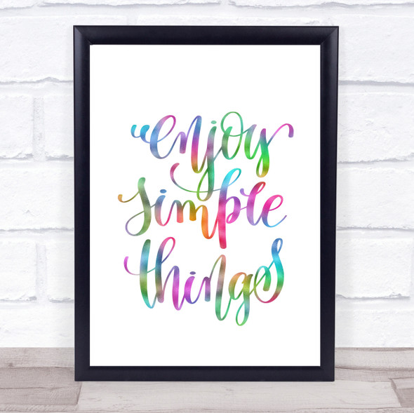 Enjoy Simple Things Rainbow Quote Print
