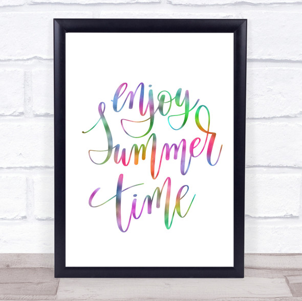 Enjoy Summer Time Rainbow Quote Print