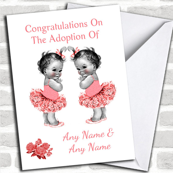 Adoption Congratulations Adopting A Twin Girls Daughter Personalized Card