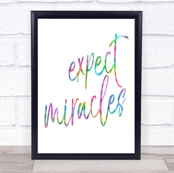 Expect Miracles Rainbow Quote Print