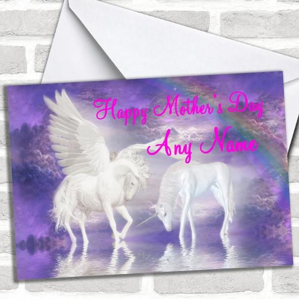 Two Unicorns Personalized Mother's Day Card