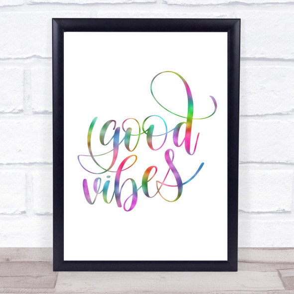 Good Vibes Rainbow Quote Print