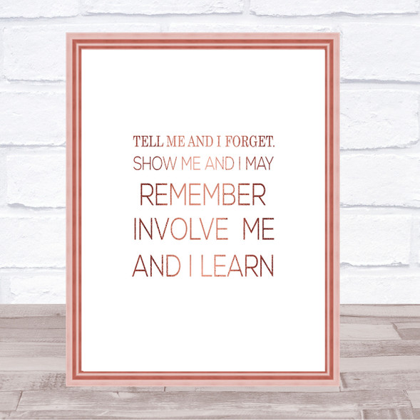 I Learn Quote Print Poster Rose Gold Wall Art