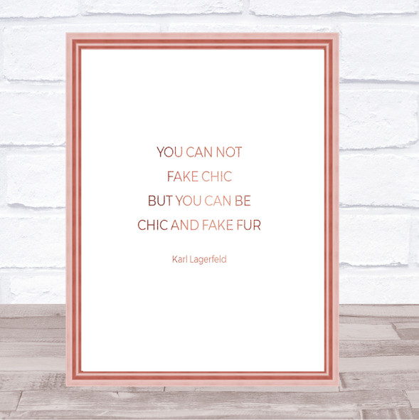 Karl Fake Fur Quote Print Poster Rose Gold Wall Art