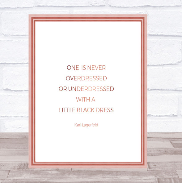 Karl Little Black Dress Quote Print Poster Rose Gold Wall Art