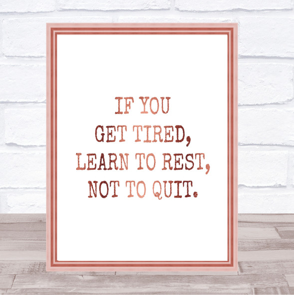 Learn To Rest Quote Print Poster Rose Gold Wall Art