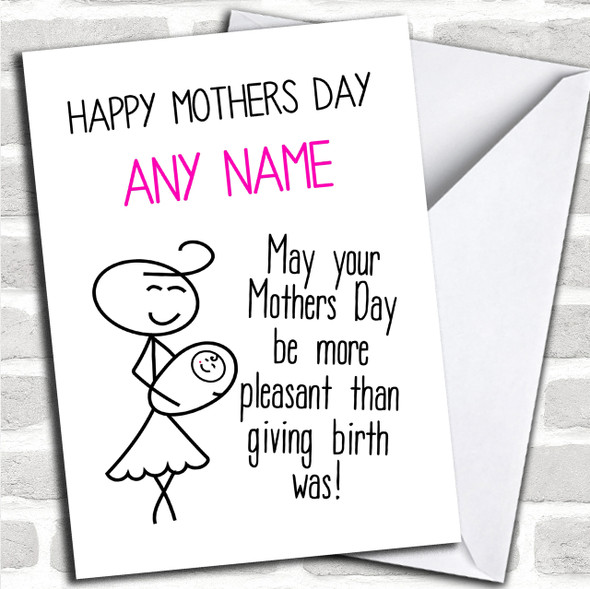 Funny Giving Birth Personalized Mothers Day Card