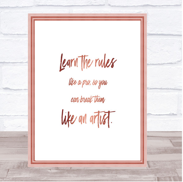 Like A Pro Quote Print Poster Rose Gold Wall Art