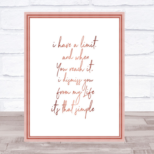 Limit Quote Print Poster Rose Gold Wall Art