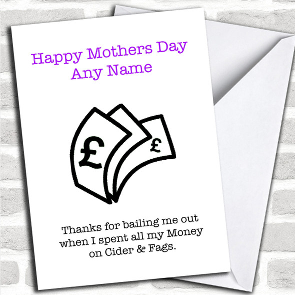 Funny Spent All My Money Personalized Mothers Day Card