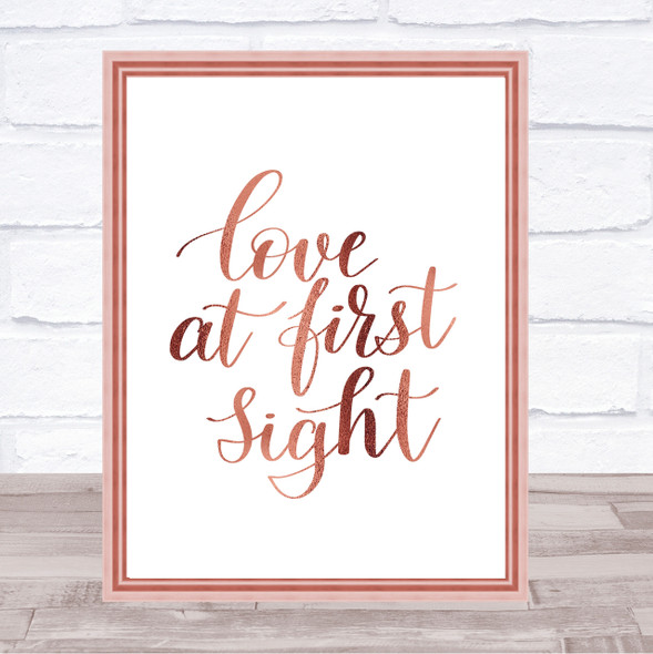 Love At First Sight Quote Print Poster Rose Gold Wall Art