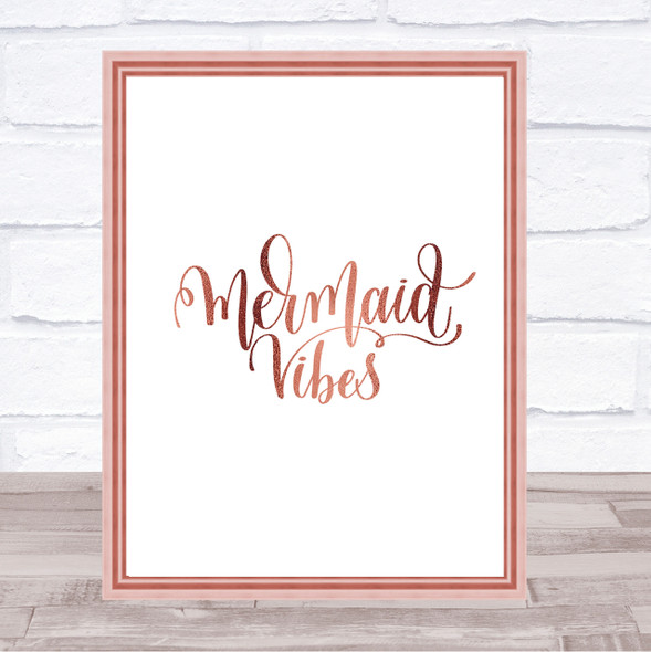 Mermaid Vibes Quote Print Poster Rose Gold Wall Art