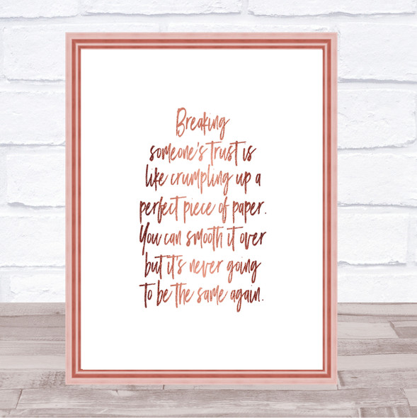 Never Be The Same Quote Print Poster Rose Gold Wall Art