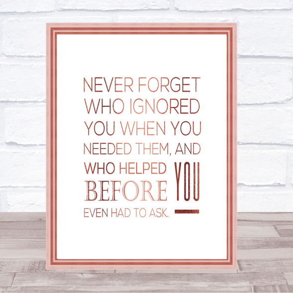 Never Forget Quote Print Poster Rose Gold Wall Art