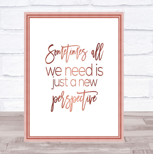 New Perspective Quote Print Poster Rose Gold Wall Art