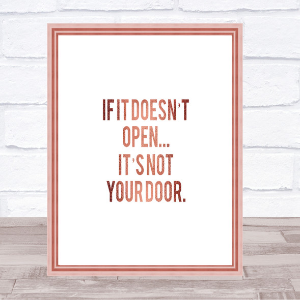 Not Your Door Quote Print Poster Rose Gold Wall Art