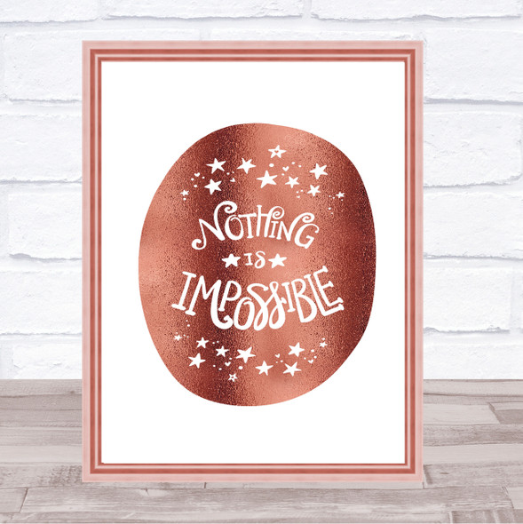 Nothing Impossible Unicorn Quote Print Poster Rose Gold Wall Art