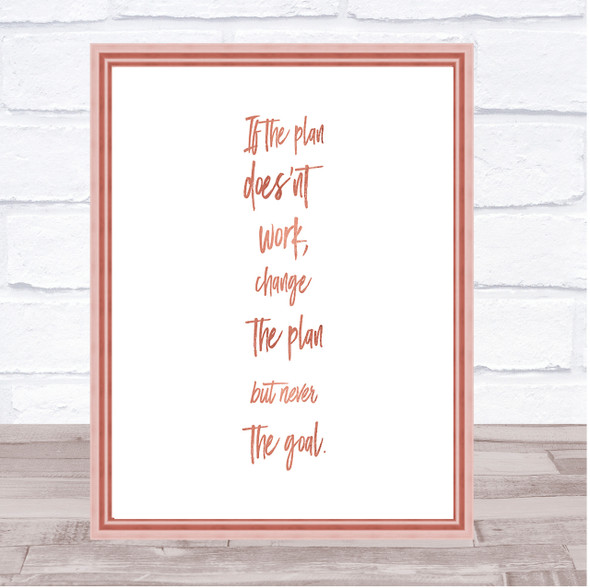 Plan Doesn't Work Quote Print Poster Rose Gold Wall Art