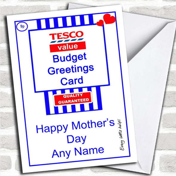 Funny Joke Tesco Value Spoof Personalized Mother's Day Card