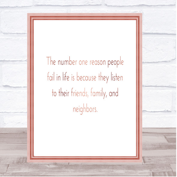Reason People Fail Quote Print Poster Rose Gold Wall Art