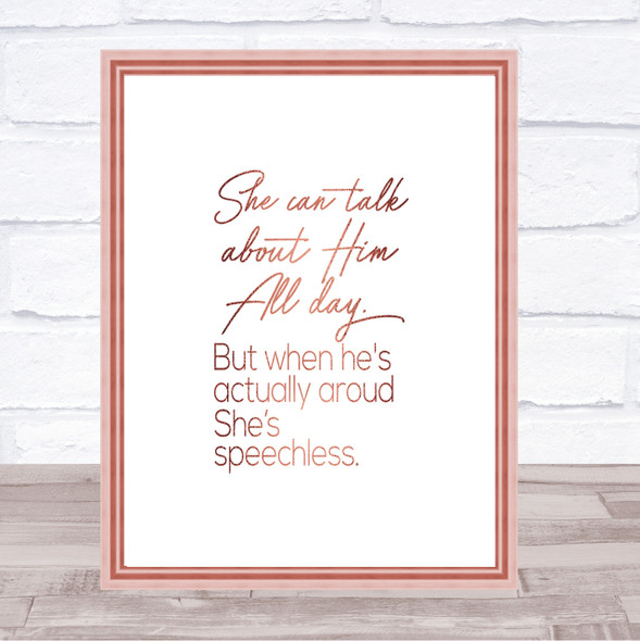 She Can Talk Quote Print Poster Rose Gold Wall Art