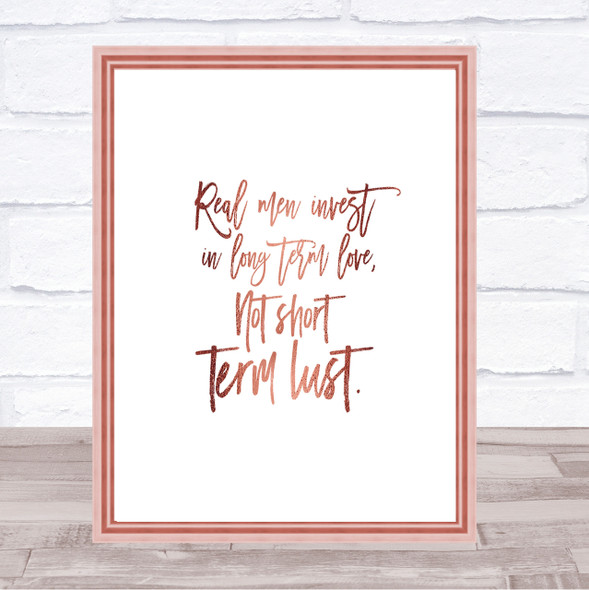 Short Term Lust Quote Print Poster Rose Gold Wall Art